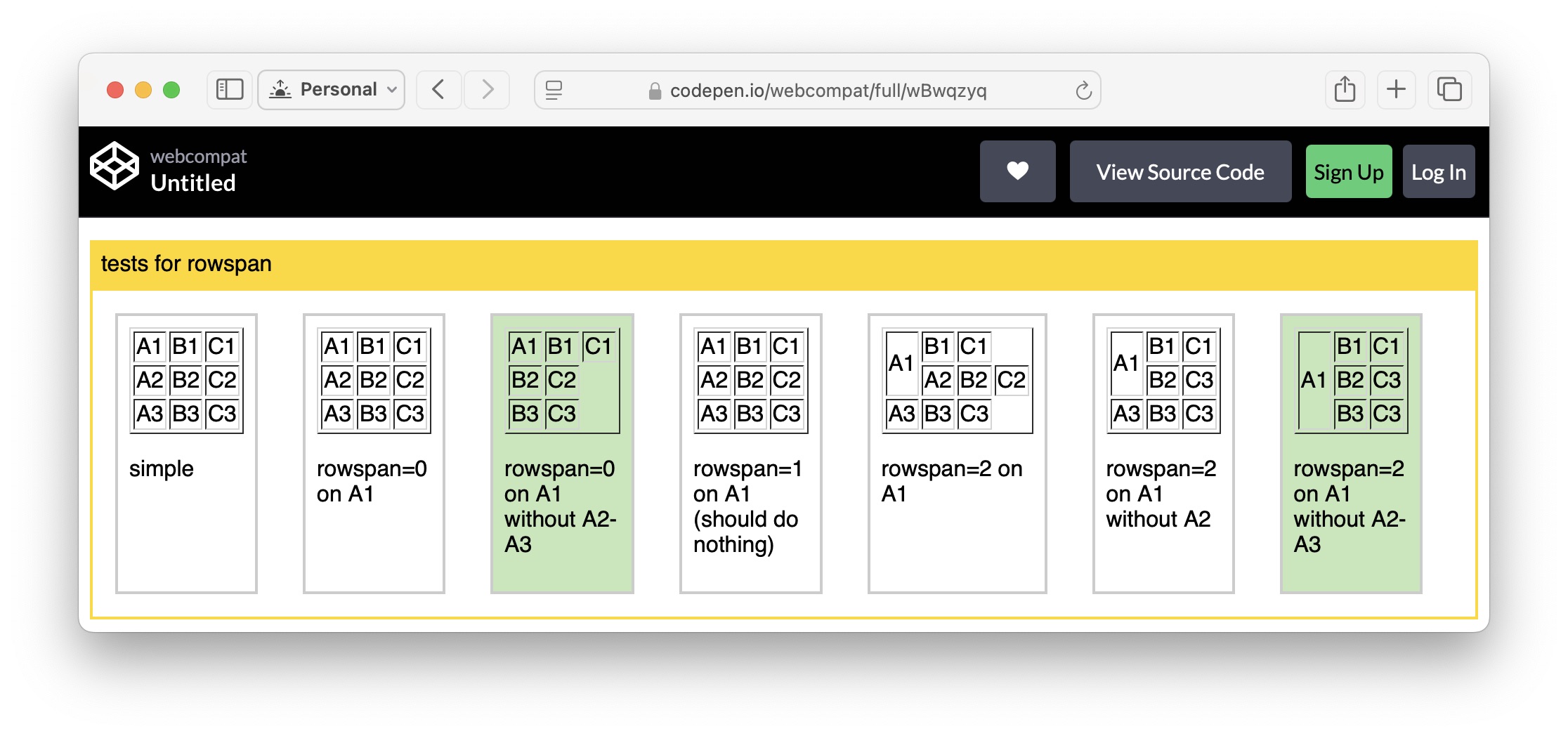 Rendering of the table bug in Safari.